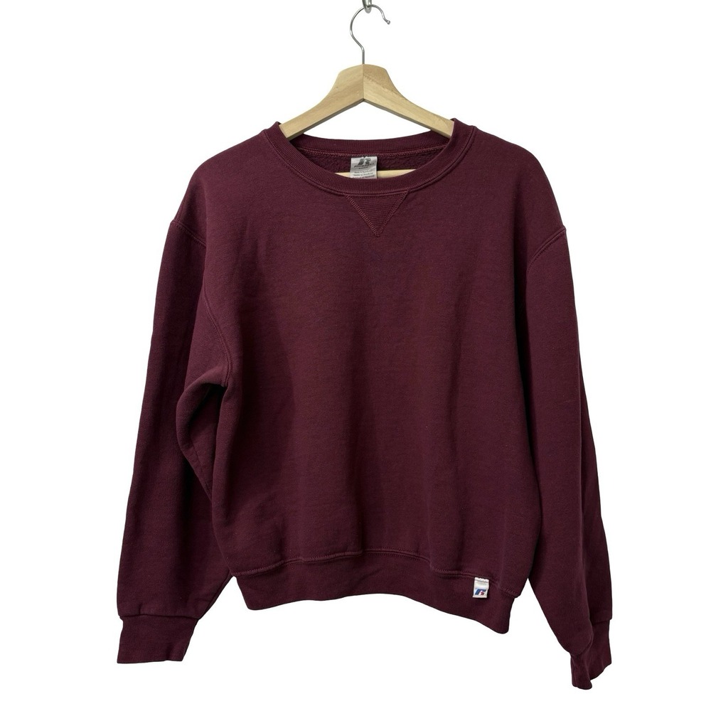 Russell Athletic Crewneck Maroon Crewneck V Stitch Collar Unisex Small